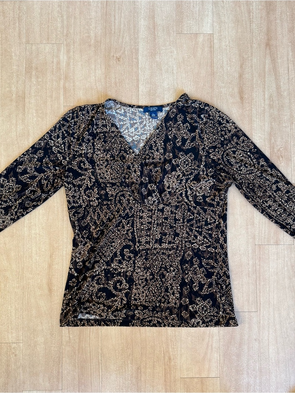 Chaps black & gold paisley print blouse